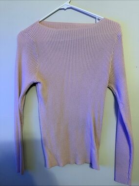 SHEIN Light Pink Ribbed Long Sleeve Top